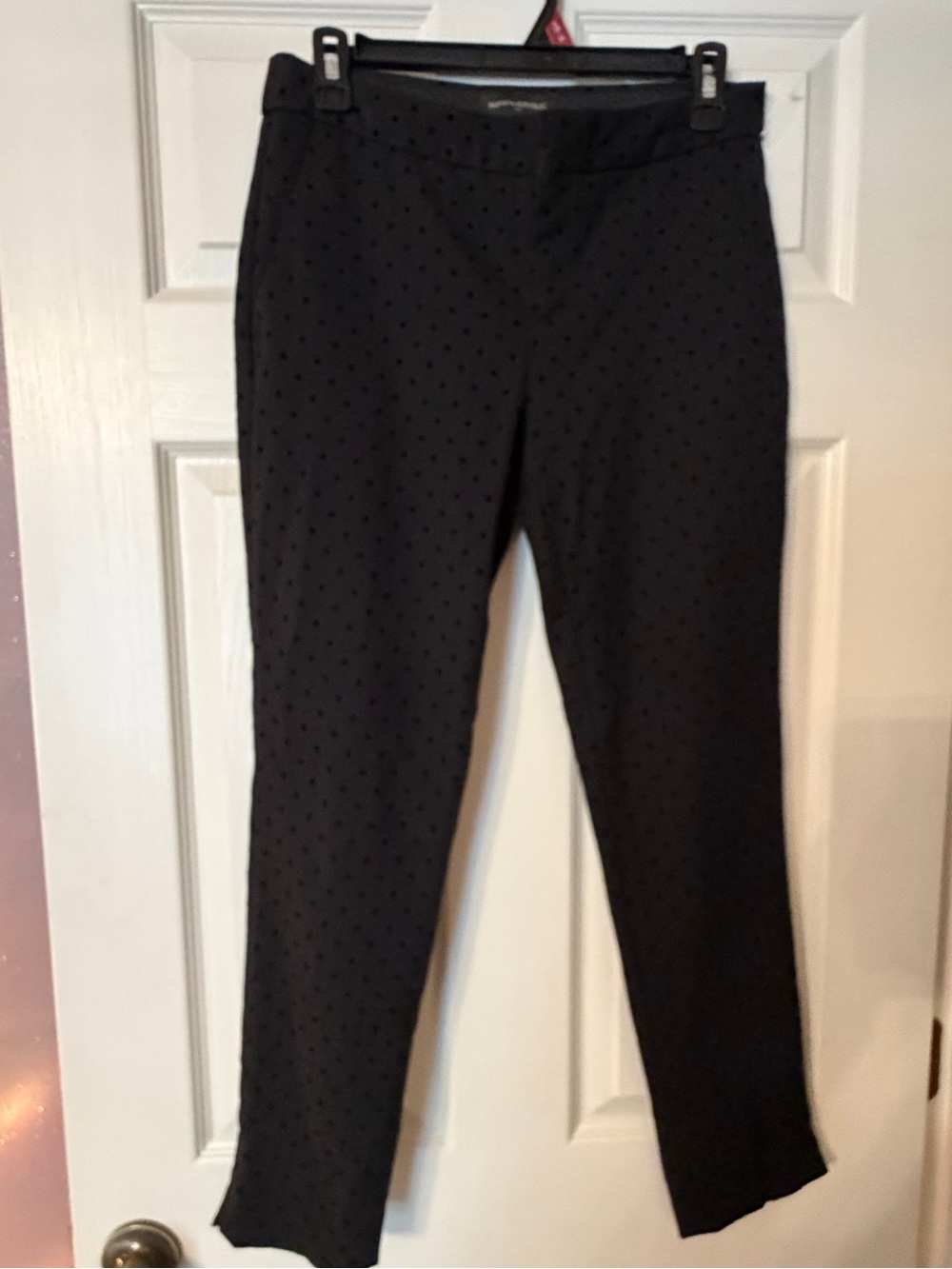 Banana Republic Women's High-Rise Flock Dot Ankle Pant, Black, Sz 0